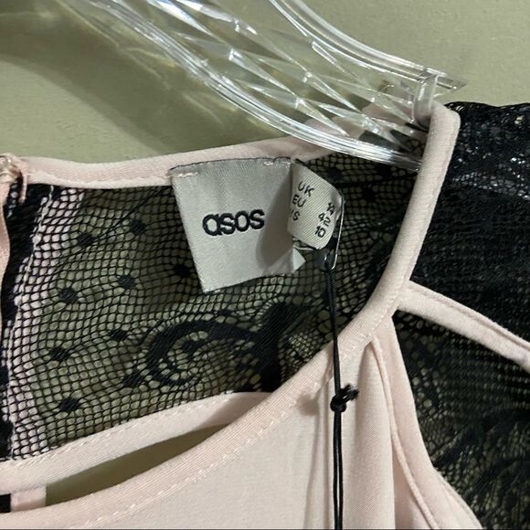 𝅺NEW ASOS SZ 10 LACE ARMS T- BACK DRESS PINK - Picture 6 of 9